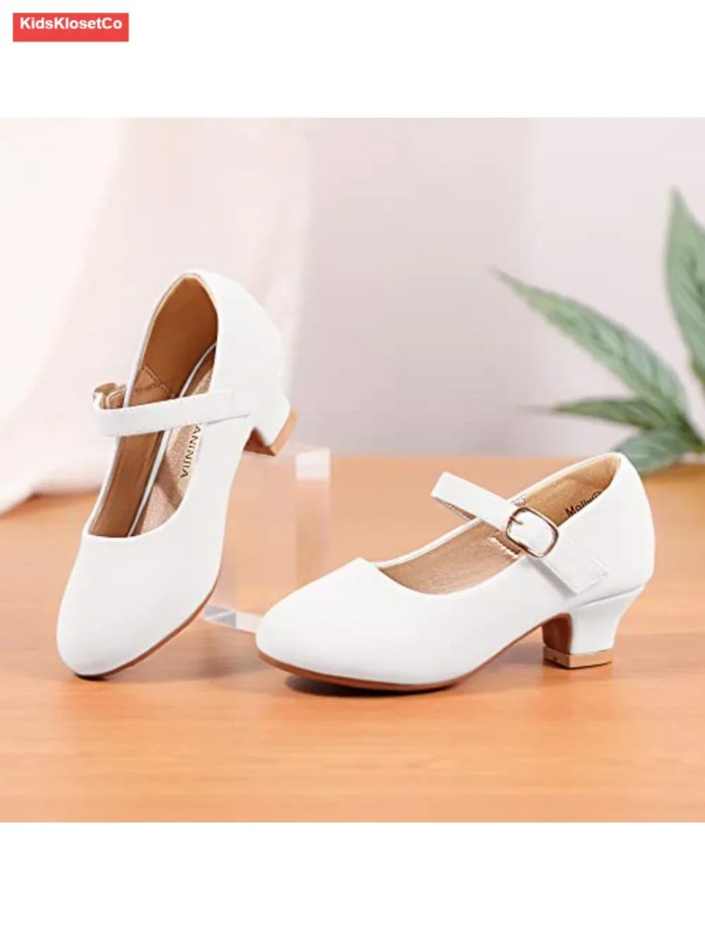 Girls Mary Jane Low Heel Dress Shoes Rhinestone Sparkle Pumps Wedding Flower